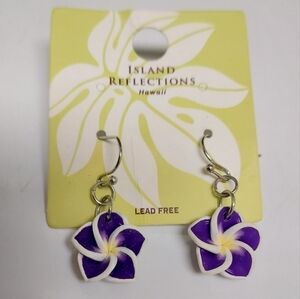 🌺 Island Reflections Plumeria Polymer Clay Flower Earrings New